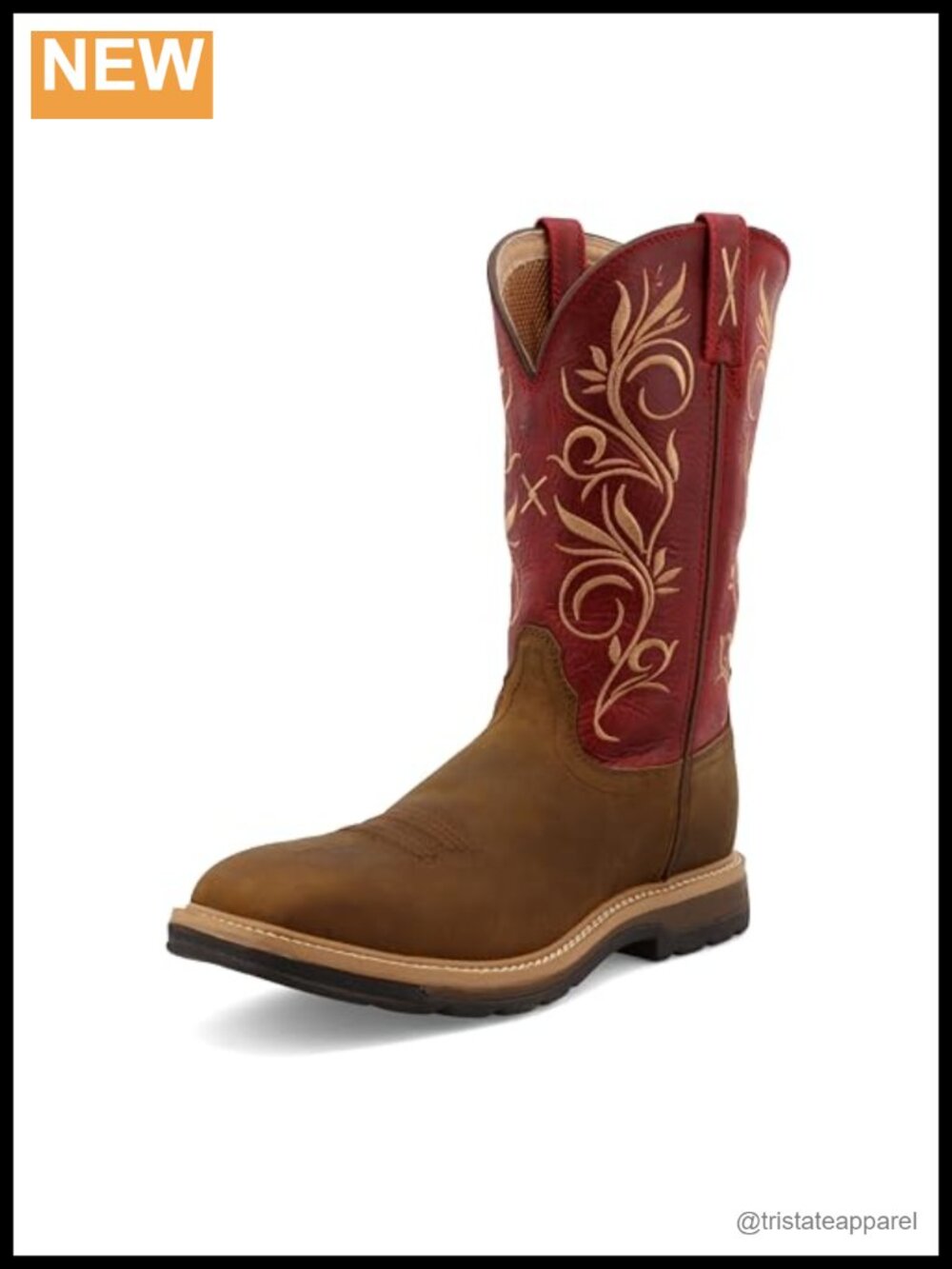 Women's Steel Toe Western Work Boot, Full-Grain Leather, Slip Resistant